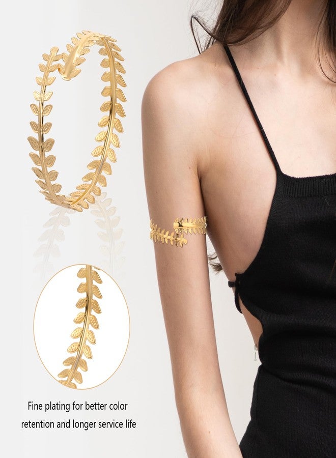 Hoohnnaa 6Pcs Gold Arm Cuff Jewelry for Women, Arm Bracelet Upper Arm Cuffs, Adjustable Armband Armlet Bangles Set - Image 3